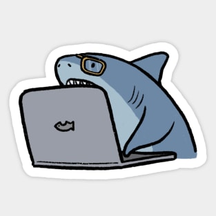 Coding shark cartoon Sticker